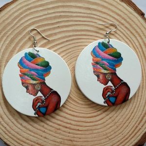 Colorful African Head Wrap Earrings